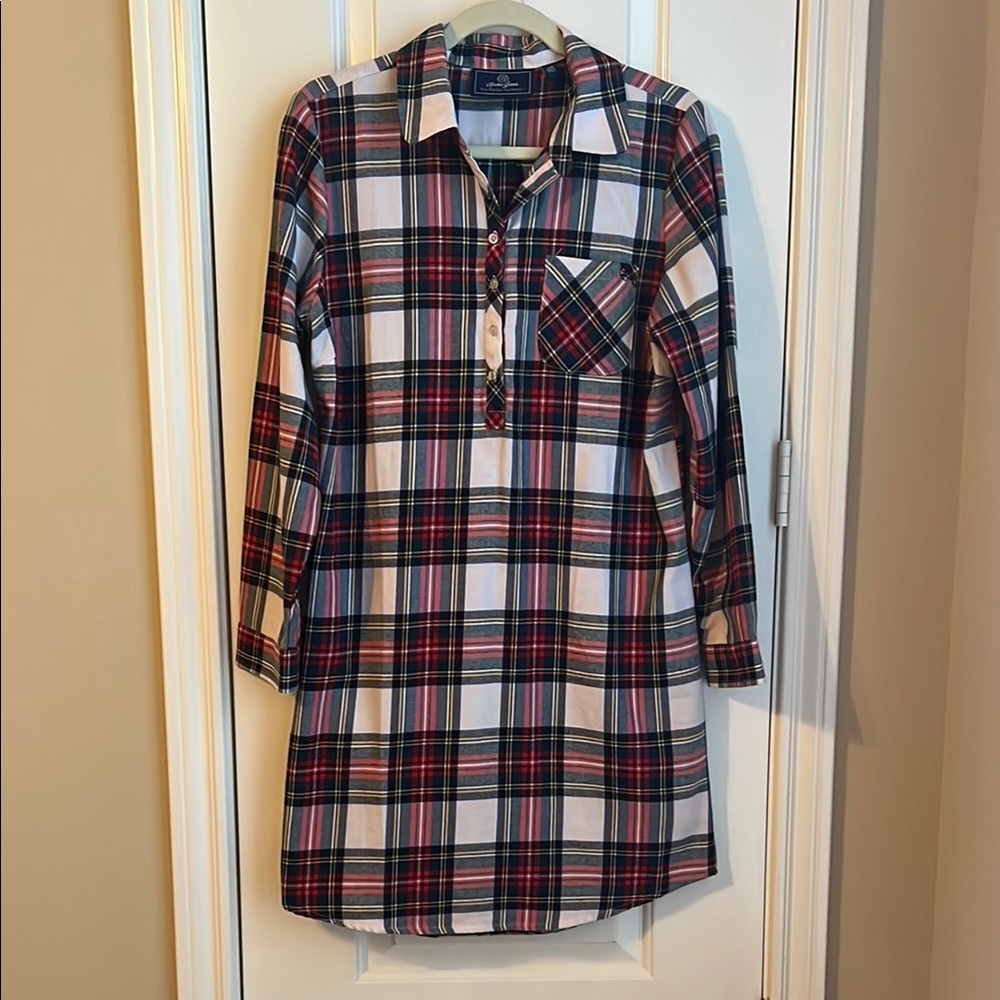 Lauren James Red, Green & White Plaid Shirt Dress